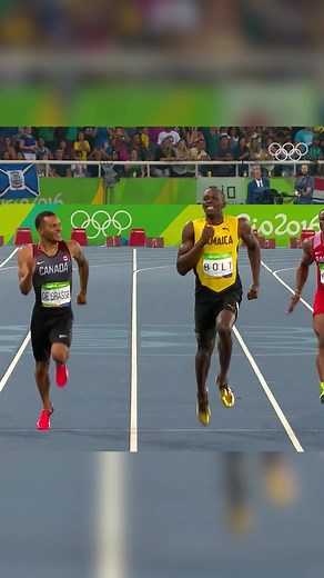 Aww, cute! 🔥 Throwback to 7️⃣ years ago today when @Usain Bolt and @Andre De Grasse made the world smile at #Rio2016. | Olympics