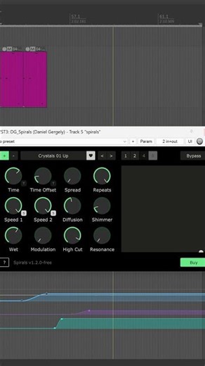 Crystal Echo (Octave Up) Preset in Spirals VST plugin (Free version)