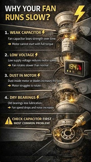 Why Your Ceiling Fan Runs Slow? 4 Hidden Reasons! ⚡#shorts