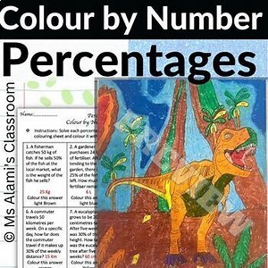 Percentages of an Amounts One Step Word Problems Colouring Activity