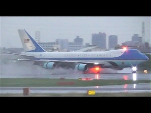 【G20】エアフォースワン豪快な水煙で伊丹空港着陸!!U.S AIR FORCE ONE Landing at G20 Osaka