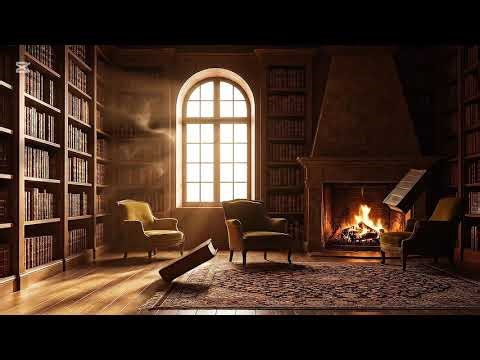 40 min • Magical Library Ambience with Floating Books & Crackling Fireplace | Sleep/Study