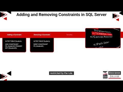 Adding and removing constraints in SQL server (LU5/LO9)