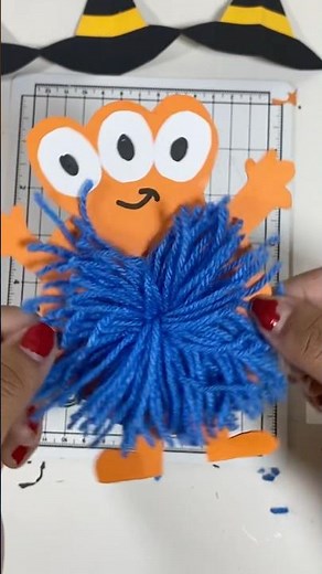 👾 ¡MONSTRUO DIVERTIDO de Cartulina y Lana! 🧶 Manualidad fácil y colorida para niños 👧🧒 | #Burrikiki