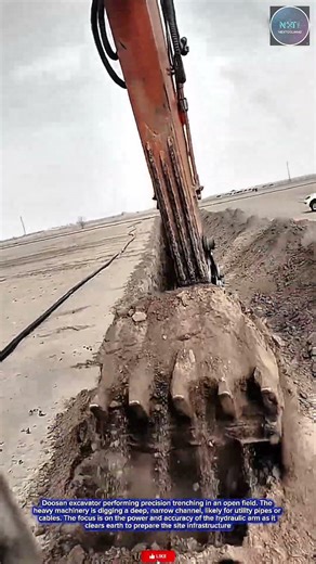 Doosan Excavator Operator's Skills in Precision Trenching Underground Cable Infrastructure
