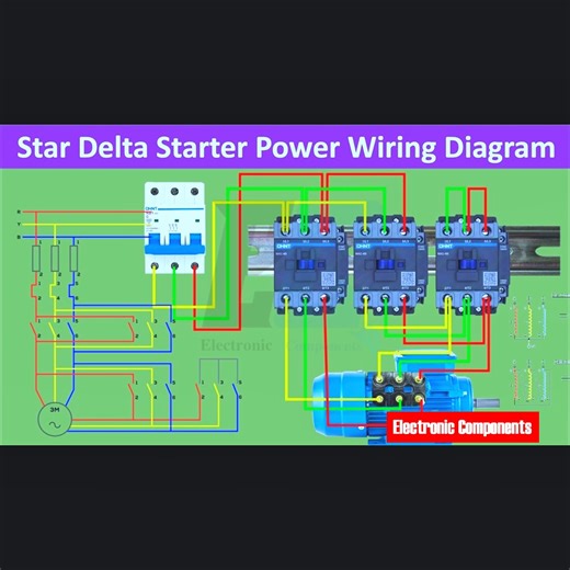 Star Delta Starter Power Wiring Diagram Explained #fblifestyle | 𝐄𝐥𝐞𝐜𝐭𝐫𝐨𝐧𝐢𝐜 𝐂𝐨𝐦𝐩𝐨𝐧𝐞𝐧𝐭𝐬