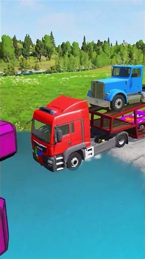 Flatbed Truck Mcqueen | Transportation with Truck - Pothole vs Car #3 - BeamNG.Drive