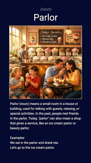 English word 'parlor' noun C1