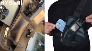 HYS Two-Way Radio Chest Harness Bag - Adjustable Hands-Free Shoulder Strap, Single Radio Pouch - for Motorola, Kenwood, Baofeng, Midland Walkie Talkies (Up to 11.6") - for Hiking, Tactical Use