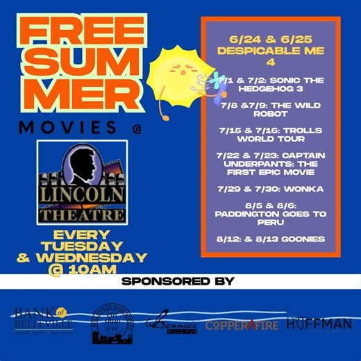 Our Free Summer Movie Series continues this week with #DespicableMe4 playing today (Tuesday) & tomorrow (Wednesday) at 10am | Lincoln Theatre