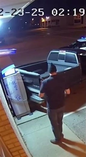 Pickup Tries to Rip Out ATM… Truck Breaks Instead 😳🚓 #instantkarma #funny #atmfail #securitycamera