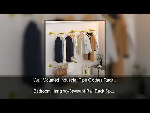 Wall Mounted Industrial Pipe Clothes Rack Bedroom Hanging Garment Rail Rack Space Saving Shelf