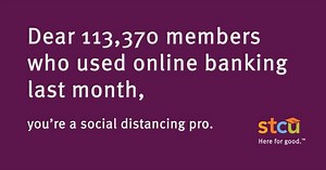 Thanks for banking from the comfort of your couch, bed, bathtub, or wherever you are. 👏🏻 stcu.org/online-banking | STCU