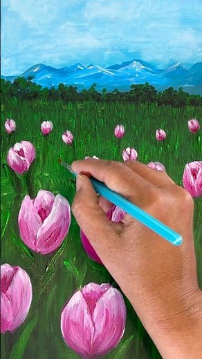 ✅ Easy Tulips acrylic painting (Beginner-Friendly Art) #flowers