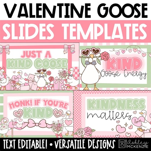 February Morning Slides Valentine Goose Slides Templates Valentine's Day Google Slides and Powerpoint - Etsy