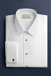 "Jacob" White Pleated Laydown Tuxedo Shirt