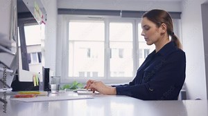 Businesswoman working with computer at small office