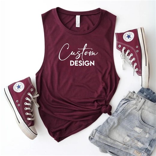 Custom Women's Muscle Tank Top, Personalized Workout Tank, Custom Workout Tank, Women's Tank Top, Bella Canvas Women's Muscle Jersey Tank - Etsy