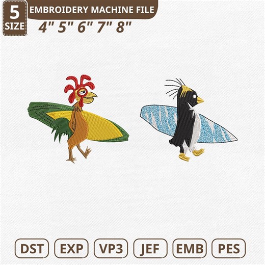 Cody Maverick & Chicken Joe Surfs up Machine Embroidery File (instant Download) - Etsy