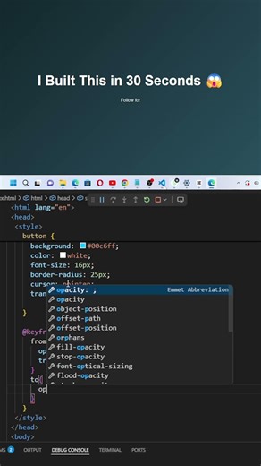 Built a Website in 30 Seconds 😱 (HTML + CSS Magic!) 🔥
