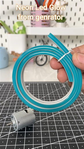 370 Dynamo Dc motor generate electricity and glow neon LED lights DIY #diy #dcmotor #shorts #dynmo