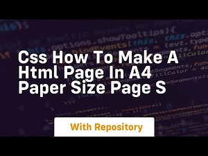 Css how to make a html page in a4 paper size page s