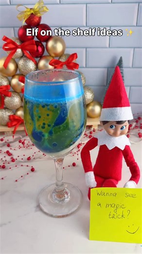 Anna Ignatenko on Instagram: "Elf on the shelf ideas ✨ A homemade lava lamp to surprise your child. #momhacks #holiday #christmas2025 #familyfun #kidsideas"