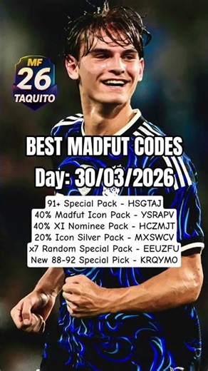 BEST MADFUT CODES TODAY (30/03/2026) ✅🔥 #madfut #madfut26 #codes #gifts #gaming #foryou #fyp #eafc26