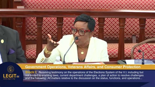 BLOCK I: 9:00 A.M. – 11:00 A.M. The Committee will receive testimony on the operations of the Elections System of the Virgin Islands including but not limited to enabling laws, current department challenges, a plan of action to resolve challenges and the following: • All matters relative to the discussion on the status, functions, and operations of the agency. INVITED TESTIFIER(S): • Ms. Caroline F. Fawkes, Supervisor of Elections • Ms. Carol Burke, Chairwoman of Democratic Party • Mr. Raymond J