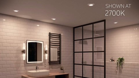 Kichler Horizon LED Downlight in White, 6.4" Flush Mount Interior Dimmable Light, 3000K, Wet Rated Integrated LED, (6.4" W x 1.3" H), 43873WHLED30, White