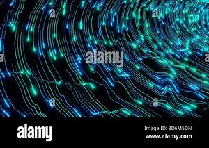 Abstract seamless looped animation of glowing colored light digital neon waves