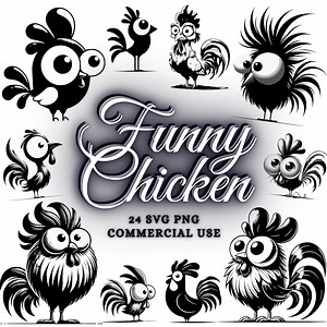 Funny Crazy Chicken Svg & Png, Rooster Clipart, Chicken Vector Image, Funny Chicken Silhouette, Chick Svg, Sublimation Design, Bird Cut File - Etsy