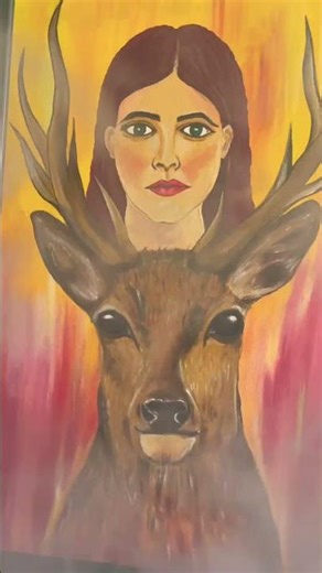Deer 🦌 artwork #women #face #deer #art #artist #viral #video