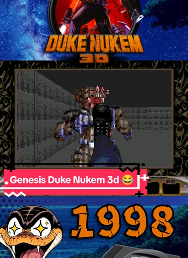 Oh yeah, that's Duke Nukem for the Genesis / Mega Drive! Duke Nukem 3D (Mega Drive/Genesis) was released in 1998 by Tec Toy. This version of Duke Nukem 3D was released exclusively in Brazil. In 2015, Piko Interactive acquired the rights to the port from Tec Toy and released it worldwide in cartridge form on October 16, 2015. In 2015, Piko Interactive bought the putative rights to the game from Tectoy (formerly