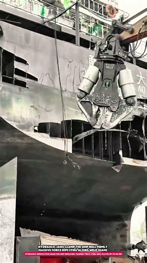 hydraulic demolition grab for ship breaking tearing thick steel hull plates up to 40 mm