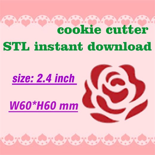 Rose Cookie Cutter Model CC003 STL File for 3D Printing - Etsy Canada