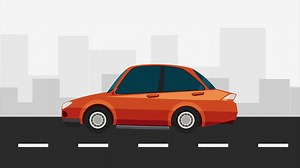 Download Cartoon Red Car Driving In The City for free