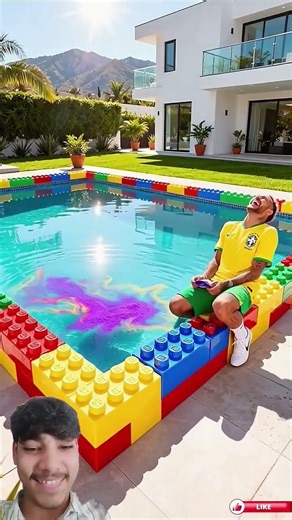 Ronaldo Builds LEGO Pool vs Neymar Prank! (Al Parody)#shorts #challenge