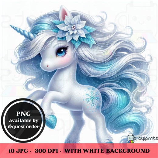 Baby Unicorn Graphics Clipart, Watercolor Ephemera Whimsical Fantasy Magical Winter Unicorns Printables Nursery Decor Designs 10 JPG 300 DPI - Etsy