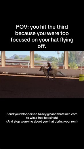 Last day to get your bloopers sent! #FYP #BanditHatCinch #CowboyHat #HatFail #BarrelRacing