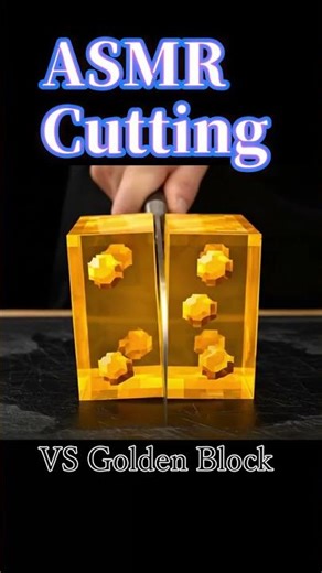 【ASMR】Cutting a Glass Gold Block – Extreme Shatter Cut 🟨🔮💥 #Shorts