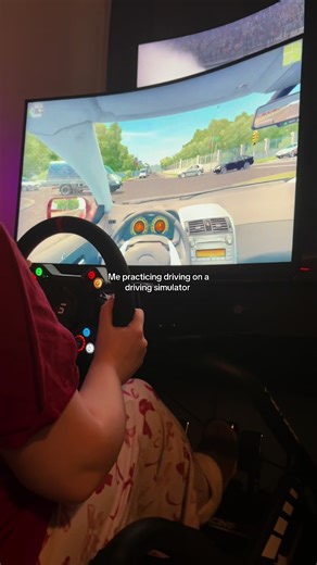 Anyone wanna go for a drive with me? 😝 I Have to conquer my fear😅😅 the wheel was really stiff; got it fixed after all this filming but it was still really fun😂😂 #drivingsimulator