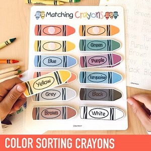Color Matching Crayons Toddler Activity, Tracing Worksheet vs Color Sorting