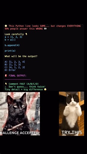 99% Fail This Python Question 😳 | List Copy Trick #python #shorts #pythonchallenge #learnpython