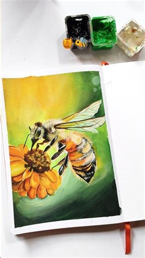 Honey bee painting ideas/ Gouache painting #art#artshorts#shorts