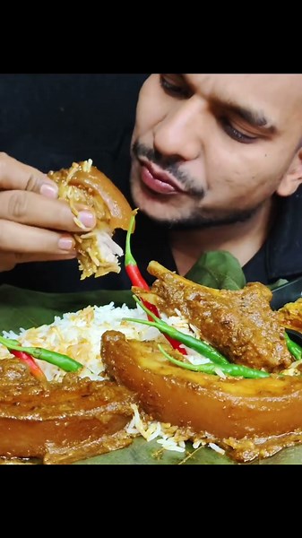 ASMR : Eating Spicy 🥵 Pork Curry, ❤️‍🔥 With Rice, 😋 Red Chilli 🌶️ || ASMRSHOW || MUKBANG ||