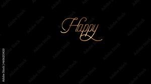 62nd birthday text animation with lettering gold and black background. Suitable for birthday party and celebration.