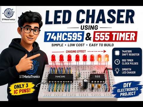 LED Chaser Circuit | 74HC595 and 555 Timer Combo