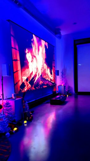 Smart Home Brothers on Instagram: "120-inch ‘Fireplace. 4K 3-Laser UST projector, immersive Dolby Atmos wireless surround sound system. Best home theater system of 2024 by @awolvision #HomeTheater #HomeTheatre #LaserProjector #3DTV #DolbyAtmos #SmartTV #CinematicExperience #hometheatersystem #awolvision #smarthomebrothers #tvs #bigtv #videowall #smarthome #tech #hometech #smarthomegadgets #hdr #laserprojector #3D"