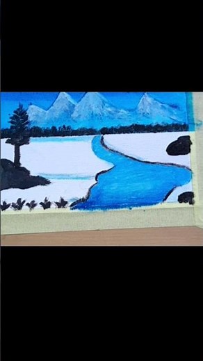 Easy Winter Landscape in Oil Pastels |Acrylic Painting Tutorial for Beginners